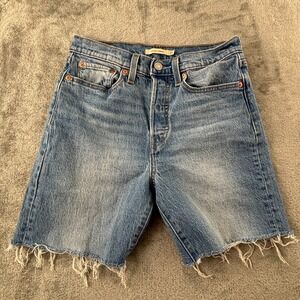 Levi's Wedgie Straight Denim Cutoff Shorts 27 Button Fly Light Stretch 6" Inseam